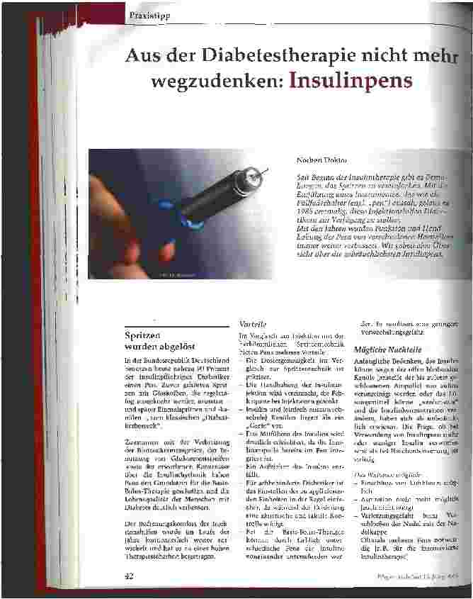 Vorschauseite 1: Aus der Diabetestherapie nicht mehr wegzudenken: Insulinpens