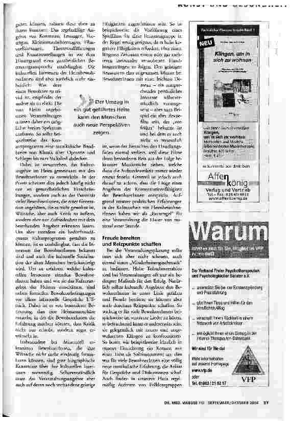Vorschauseite 2: Kultur im Pflegeheim
