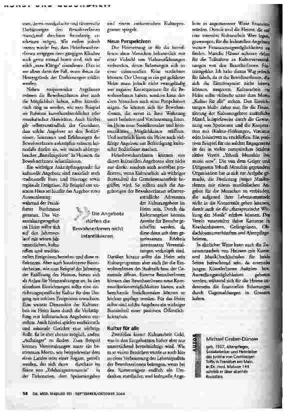 Vorschauseite 3: Kultur im Pflegeheim