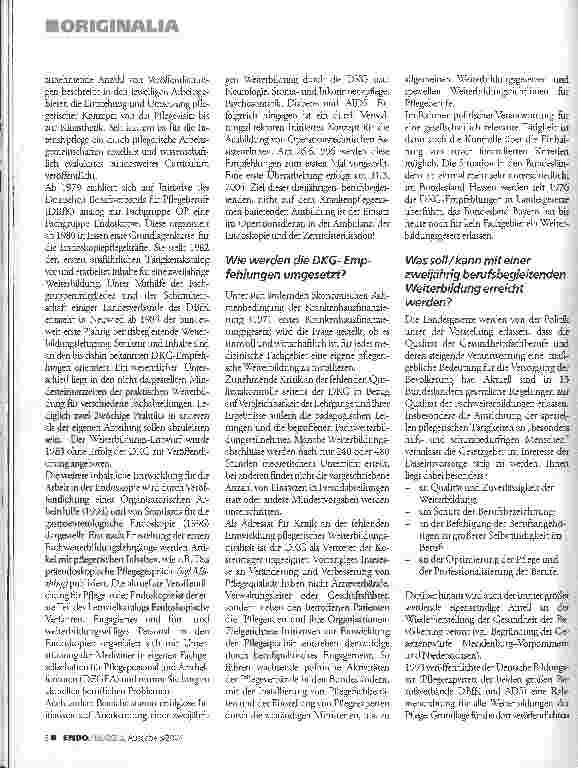 Vorschauseite 2: Entwicklung der Empfehlungen und Gesetze zur Weiterbildung Endoskopie bzw. Funktionsdienst
