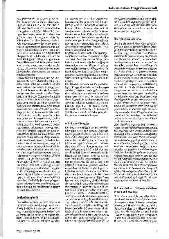 Vorschauseite 6: Anregung und Vertiefung der Reflexionsfähigkeit von Pflegenden - ein Forschungsprojekt am Beispiel der Übergabe