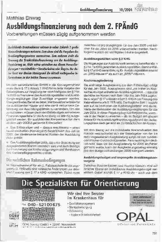 Vorschauseite 1: Ausbildungsfinanzierung nach dem 2. FPÄndGVorbereitungen müssen zügig aufgenommen werden