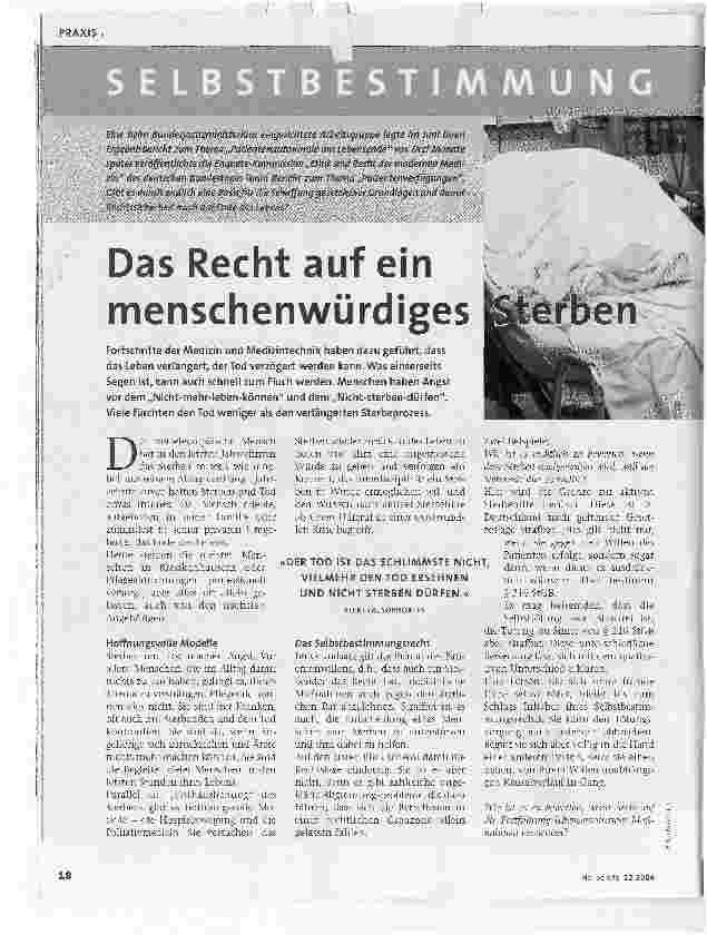 Vorschauseite 1: Das Recht auf ein menschenwürdiges Sterben