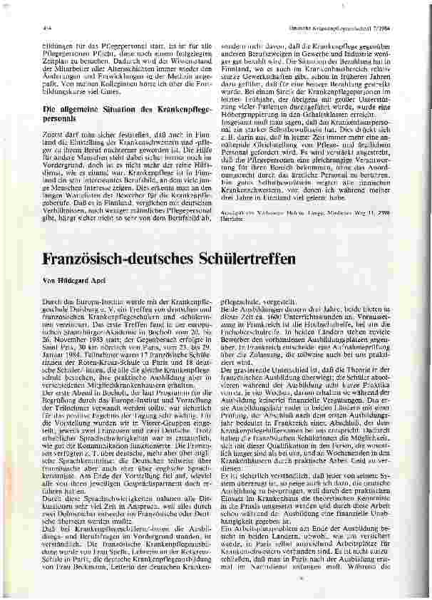 Vorschauseite 1: Französisch-deutsches Schülertreffen