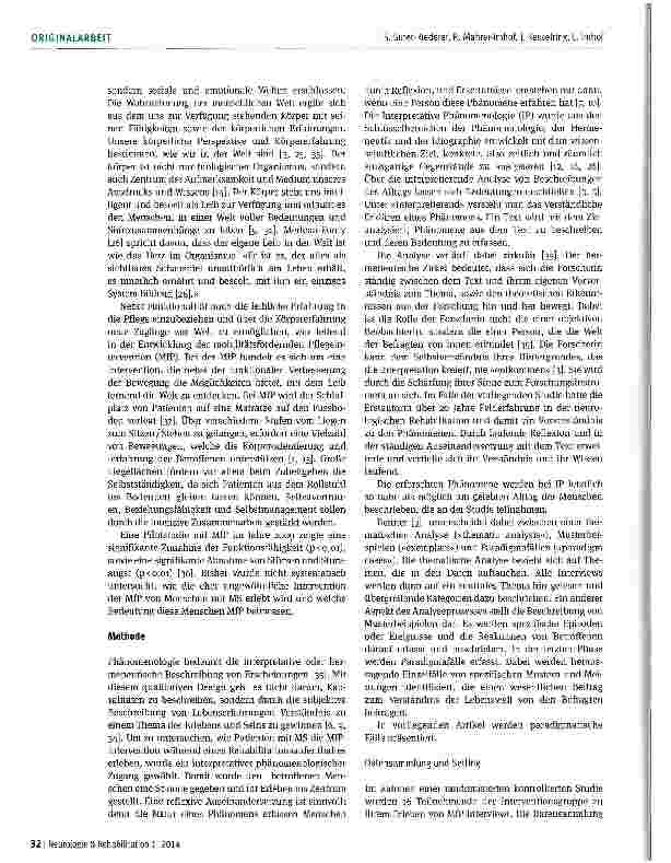 Vorschauseite 2: Wie Menschen mit Multipler Sklerose die mobilitätsfördernde Pflegeintervention erleben