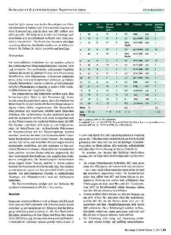 Vorschauseite 3: Wie Menschen mit Multipler Sklerose die mobilitätsfördernde Pflegeintervention erleben