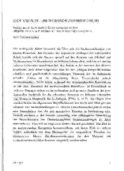 Vorschauseite 1: SUCHT UND ALTER - EINE THEMATISCHE ZUSAMMENFÜHRUNG