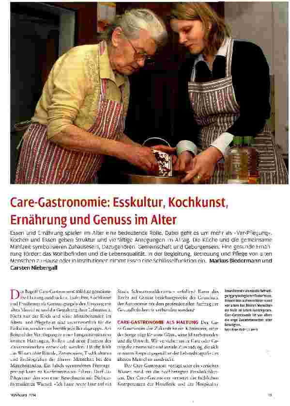 Vorschauseite 1: Care-Castronomie: Esskultur, Kochkunst, Ernährung und Genuss im Alter