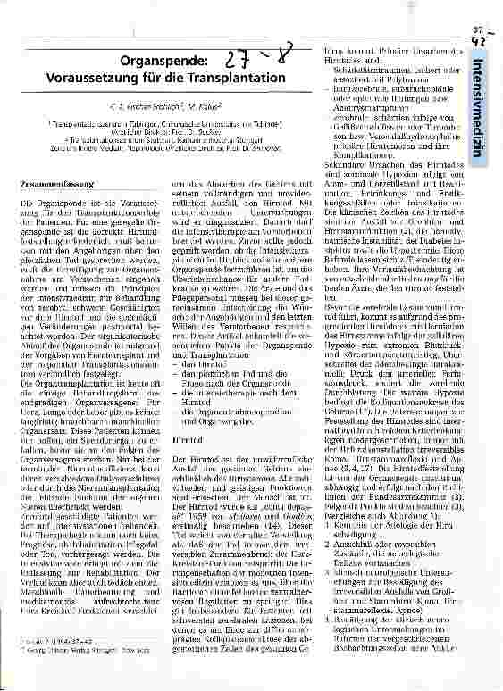 Vorschauseite 1: Organspende: Voraussetzung für die Transplantation