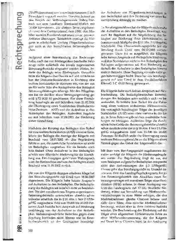 Vorschauseite 2: Investitionsförderung für ambulanten Pflegedienst -Ambulantes-Hilfe-Zentrum - Berufsfreiheit -Wettbewerbsverzerrung -Trägervielfalt