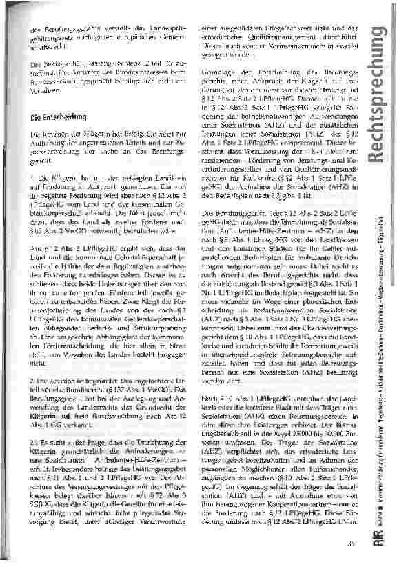 Vorschauseite 3: Investitionsförderung für ambulanten Pflegedienst -Ambulantes-Hilfe-Zentrum - Berufsfreiheit -Wettbewerbsverzerrung -Trägervielfalt