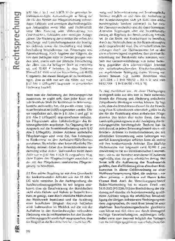 Vorschauseite 4: Investitionsförderung für ambulanten Pflegedienst -Ambulantes-Hilfe-Zentrum - Berufsfreiheit -Wettbewerbsverzerrung -Trägervielfalt
