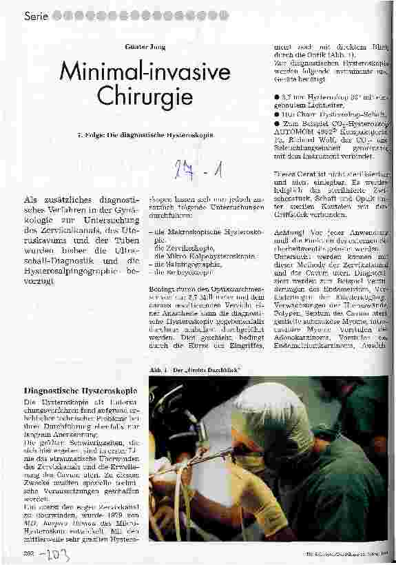 Vorschauseite 1: Minimal-Invasive Chirurgie 7. Folge. Die diagnostische Hysteroskopie