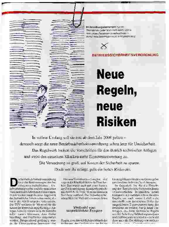 Vorschauseite 1: Neue Regeln, neue RisikenBETRIEBSSICHERHEITSVERORDNUNG