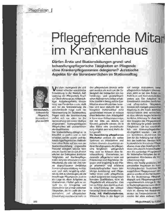 Vorschauseite 1: Pflegefremde Mitarbeiter im Krankenhaus