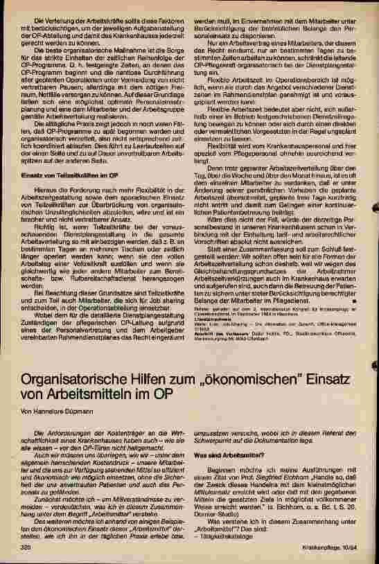Vorschauseite 1: Organisationshilfen zum ökonomischen Einsatz von Arbeitsmitteln im OP