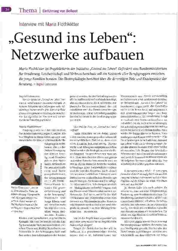 Vorschauseite 1: „Gesund ins Leben: Netzwerke aufbauen