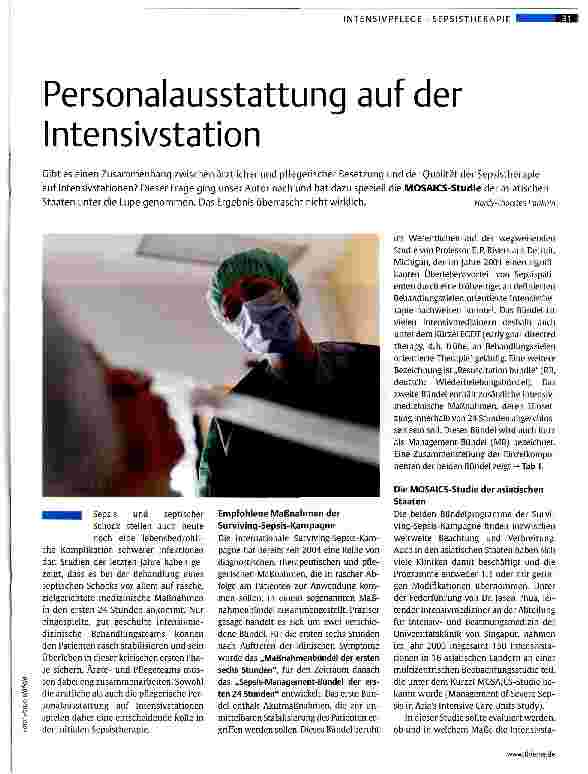 Vorschauseite 1: Personalausstattung auf der Intensivstation