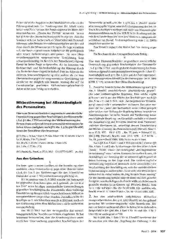Vorschauseite 1: Mitbestimmung bei Allzuständigkeit des Personalrats