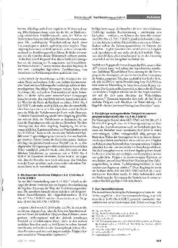 Vorschauseite 6: Das Nachbesetzungsverfahren im Lichte des GKV-VStG und der aktuellen BSG-Rechtsprechung