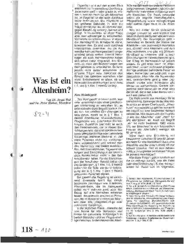 Vorschauseite 1: Was ist ein Altenheim?