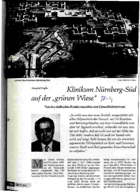 Vorschauseite 1: Klinikum Nürnberg-Süd auf der grünen Wiese Von den Städtischen Krankenanstalten zum Gesundheitszentrum