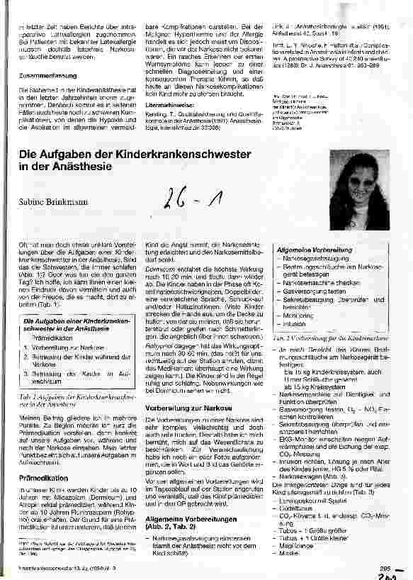 Vorschauseite 1: Die Aufgaben der Kinderkrankenschwester in der Anästhesie