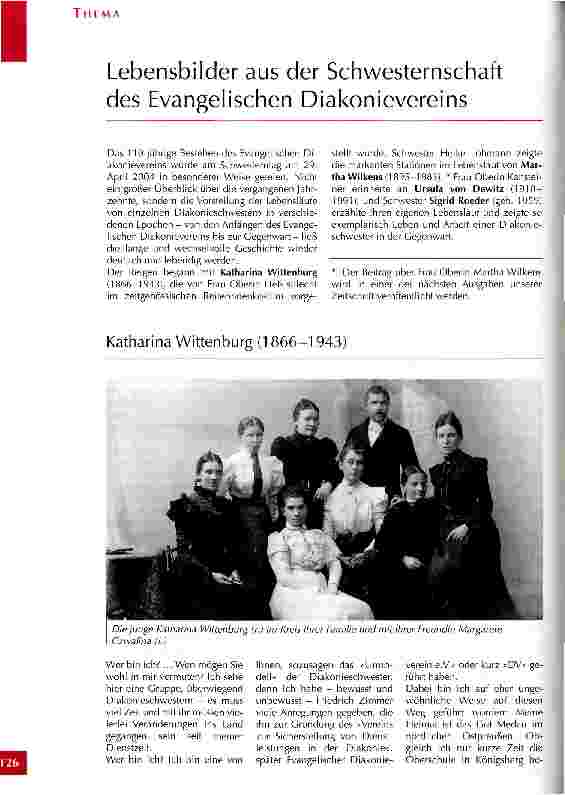 Vorschauseite 1: Lebensbilder aus der Schwesternschaft des Evangelischen Diakonievereins