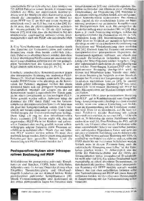 Vorschauseite 6: Nutzen und Risiken der Beatmung mit positiv-endexspiratorischem Druck in der perioperativen Phase (CME 3/04)