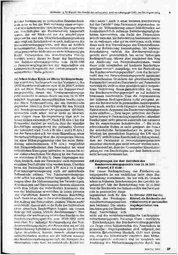 Vorschauseite 5: Das personalvertretungsrechtliche Initiativrecht (§ 70 BPersVG) im Wandel der verfassungsund verwaltungsgerichtlichen Rechtsprechung