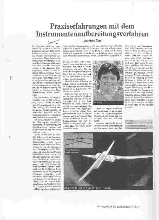 Vorschauseite 1: Praxiserfahrungen mit dem Instrumentenaufbereitungsverfahren Oxivario Plus