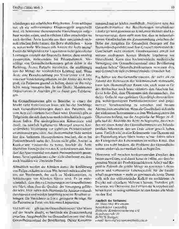 Vorschauseite 6: Hoher Preis fürs höchste Gut. Zum schwierigen Verhältnis von Ökonomie und Medizin