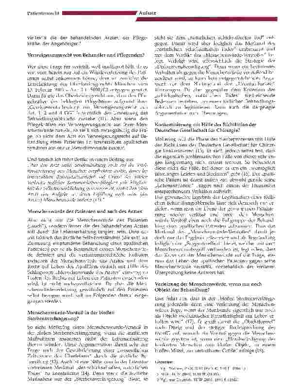 Vorschauseite 2: Die Menschenwürde und der tödliche Behandlungsabbruch beim Patienten im apallischen Syndrom