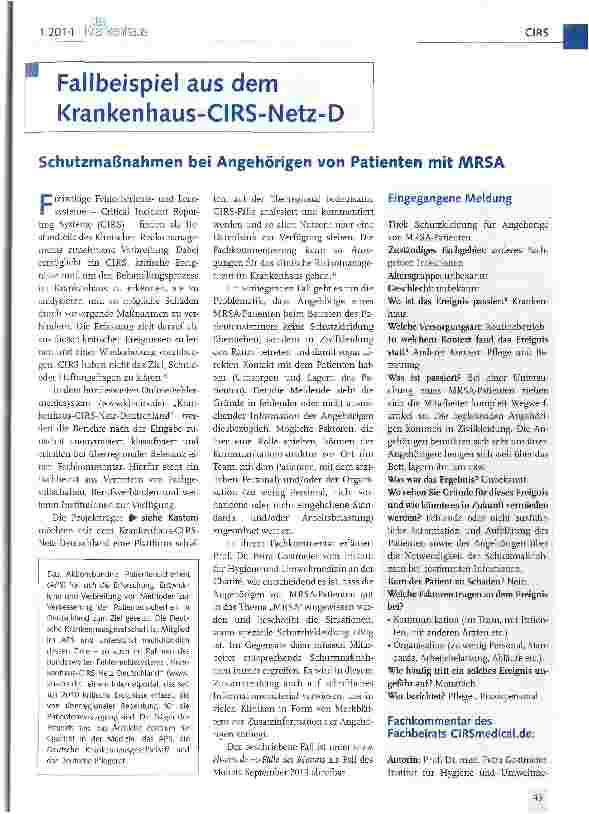 Vorschauseite 1: Fallbeispiel aus dem Krankenhaus-CIRS-Netz-D