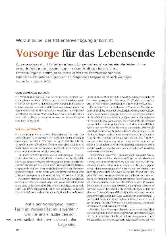 Vorschauseite 1: Vorsorge für das Lebensende