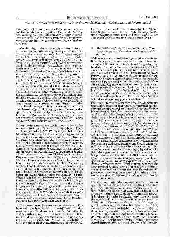 Vorschauseite 2: Die dienstliche Beurteilung von Menschen mit Behinderung -Rechtsfragen und Reformimpulse