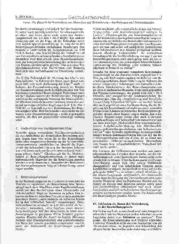 Vorschauseite 5: Die dienstliche Beurteilung von Menschen mit Behinderung -Rechtsfragen und Reformimpulse