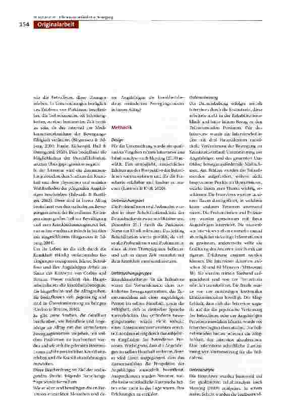 Vorschauseite 2: Im Körper gefangen sein - Das Erleben und die Bewältigung der krankheitsbedingt veränderten Bewegungsmuster von Menschen mit Parkinson und ihren Angehörigen