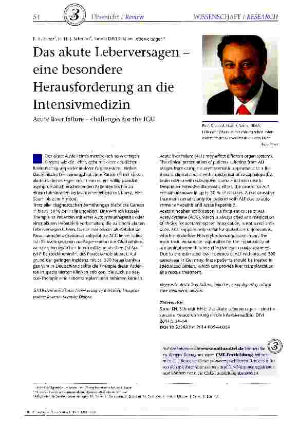 Vorschauseite 1: Das akute Leberversagen eine besondere Herausforderung an die Intensivmedizin