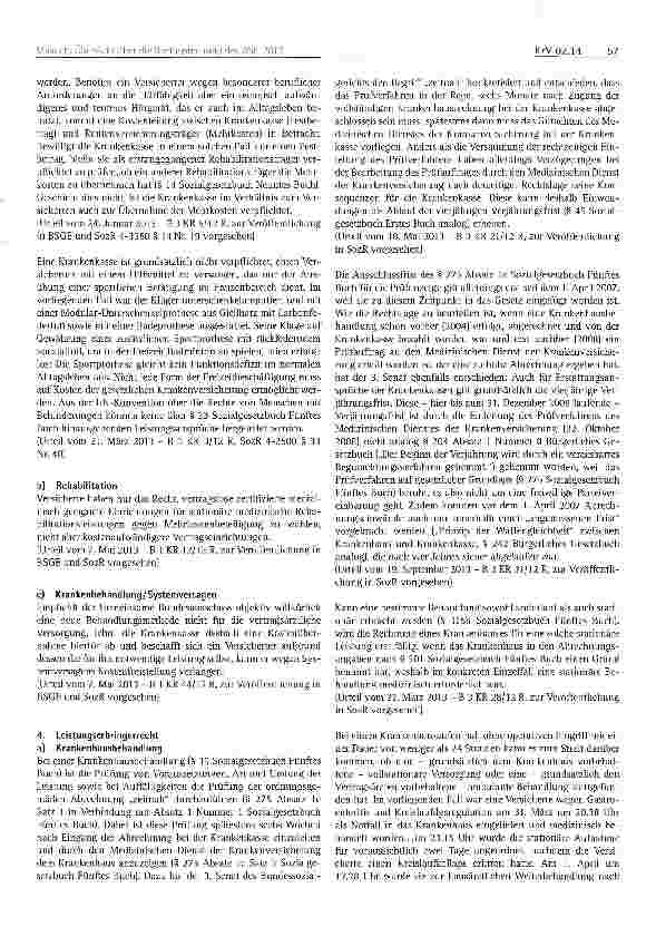 Vorschauseite 2: Übersicht über die Rechtsprechung des Bundessozialgerichts im Jahr 2013