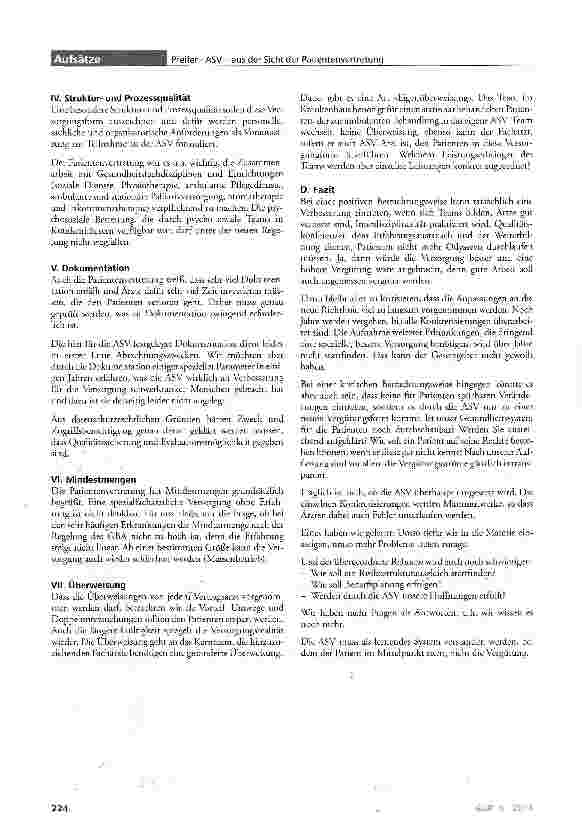Vorschauseite 3: Ambulante Spezialfachärztliche Versorgung (ASV) - aus Sicht der Patientenvertretung