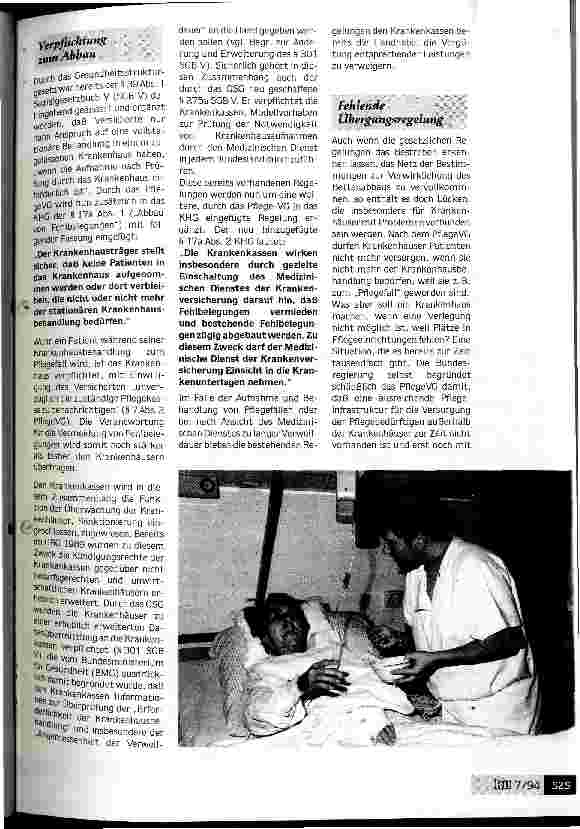 Vorschauseite 2: Pflege-Versicherungsgesetz: Krankenhäuser brauchen eigene Umsetzungskonzepte Abbau von Fehlbelegungen, Bettenabbau, Umwidmung v. KhAbt.