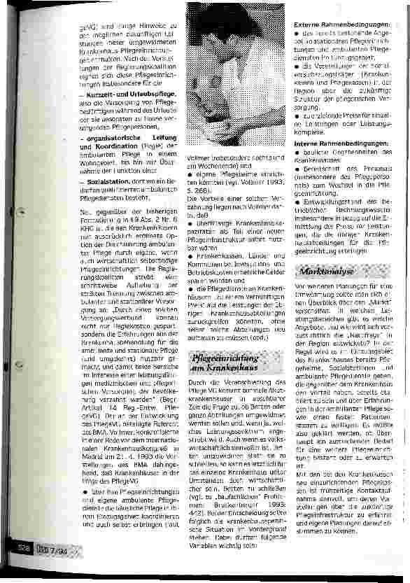 Vorschauseite 5: Pflege-Versicherungsgesetz: Krankenhäuser brauchen eigene Umsetzungskonzepte Abbau von Fehlbelegungen, Bettenabbau, Umwidmung v. KhAbt.