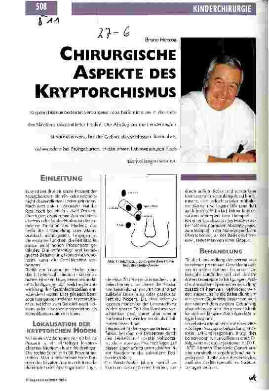 Vorschauseite 1: Chirurgische Aspekte des Kryptorchismus
