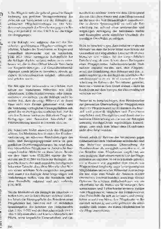 Vorschauseite 3: Zur Verletzung vertraglicher Fürsorgepflicht bei Sturz einer Heimbewohnerin