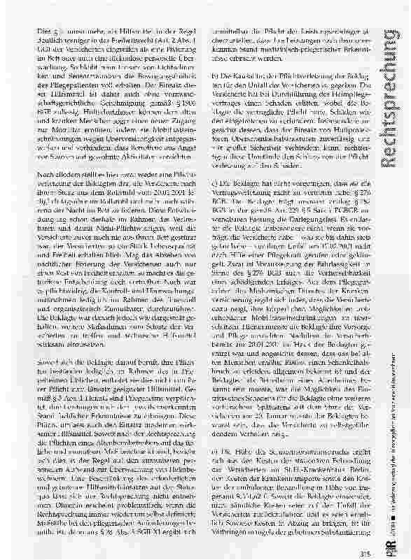 Vorschauseite 4: Zur Verletzung vertraglicher Fürsorgepflicht bei Sturz einer Heimbewohnerin