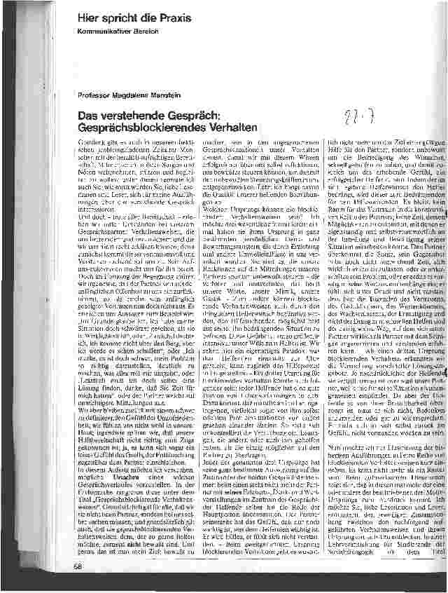 Vorschauseite 1: Das Verstehende Gespräch Gesprächsblockierendes Verhalten