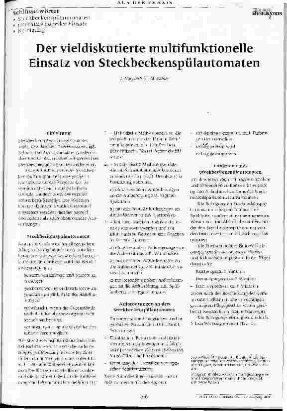 Vorschauseite 1: Der vieldiskutierte multifunktionelle Einsatz von Steckbeckenspülautomaten