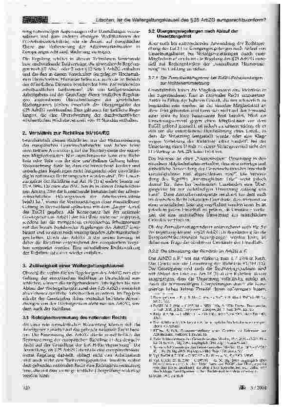 Vorschauseite 2: Ist die Weitergeltungsklausel des § 25 ArbZG europarechtskonform?