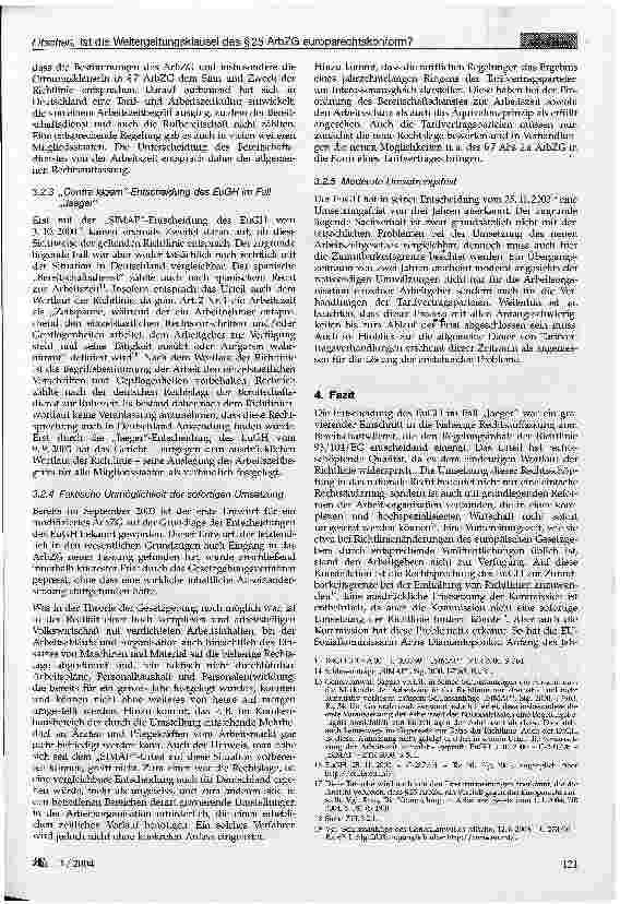 Vorschauseite 3: Ist die Weitergeltungsklausel des § 25 ArbZG europarechtskonform?